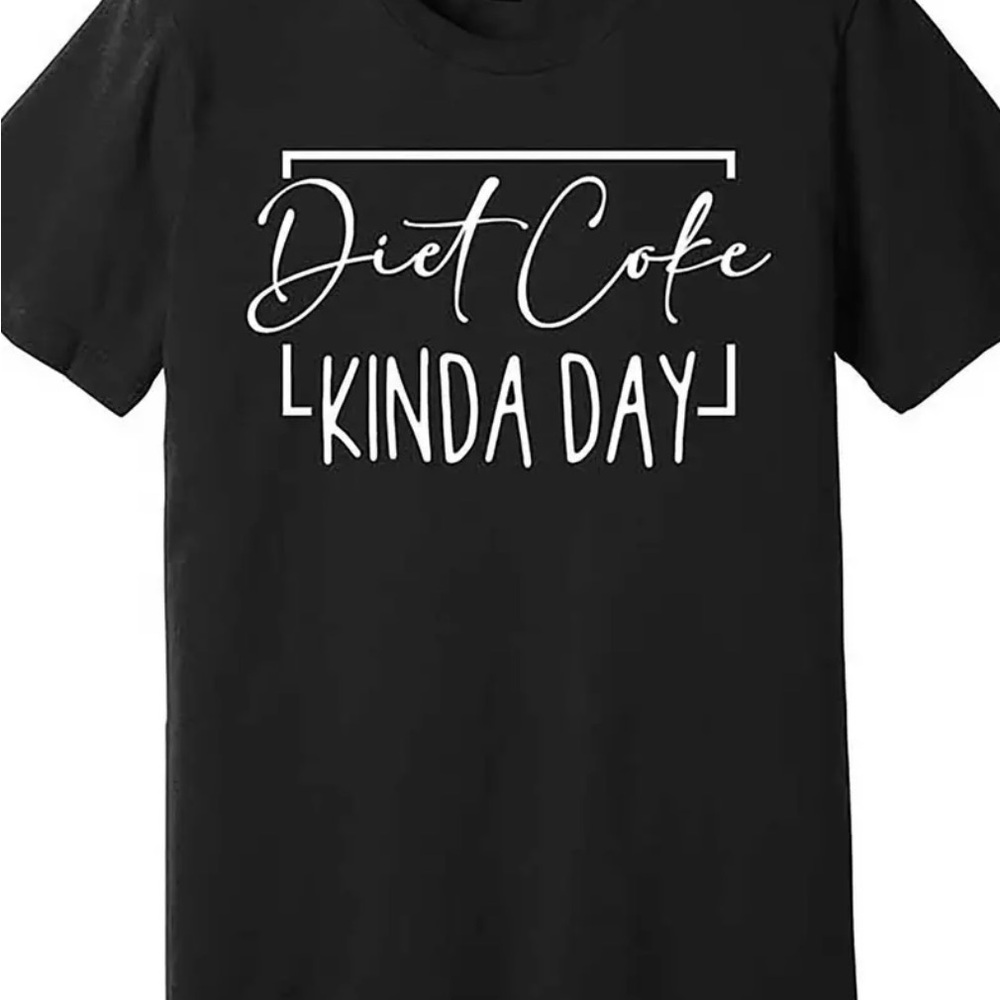 Black Graphic Tee with White Text, “Diet Coke Kinda Day”, Size XXL, NEW